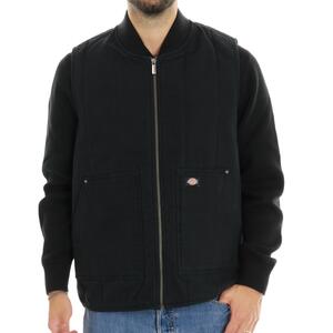 GILET QUILTED CANVAS DICKIES NERO